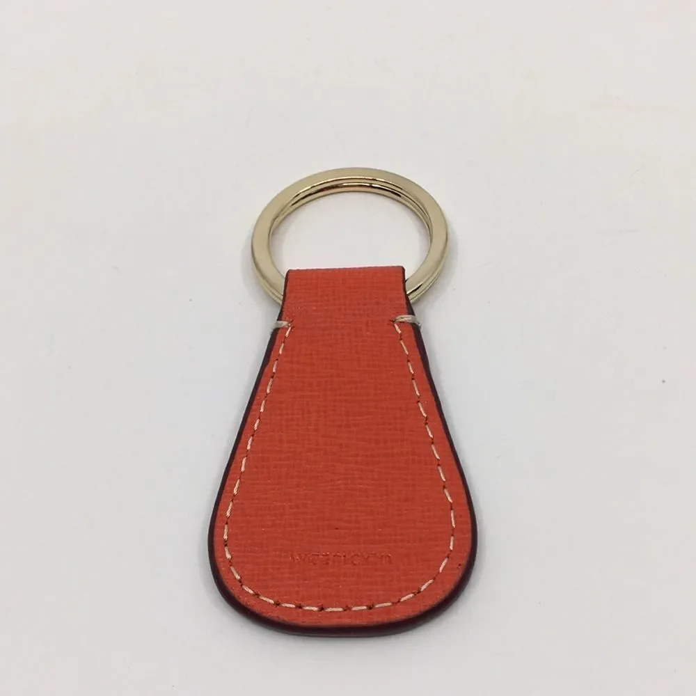 Dooney & Bourke Orange Leather and Gold Tone Keychain Key Fob